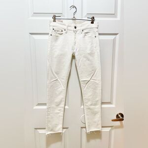Ralph Lauren Womens Denim JeansTompkins Skinny White Frayed Hem Size 26